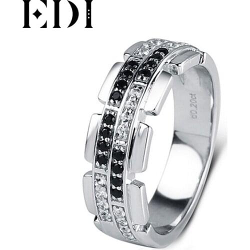 EDI Luxury Natural Diamond 14K 585 White Gold Wedding Ring For Men Real Diamond Bands Jewelry Gentleman Christmas Gift
