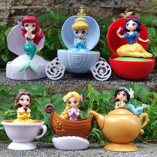 Disney Princess Splicing Action Figure Dolls Snow White Ariel Cinderella Belle Rapunzel Jasmine Figure Dolls Toys Gift Kids Girl