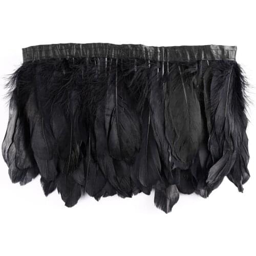 Hot Sale 2Meter/lot Goose Feather Ribbon Trims 15-20cm DIY Black Feathers Fringe for Needlework Party Dress Decoration Plume