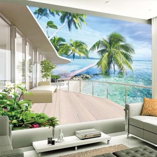 Photo Wallpaper Hawaii Villa Balcony Landscape Murals Wall Painting Living Room TV Sofa Backdrop Wall Home Decor Papel De Parede