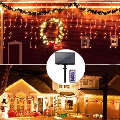 3M/5M Solar Icicle String Lights 256LEDs Fairy Garland Lights Solar Waterproof Window Curtain Icicle Light For Christmas Wedding