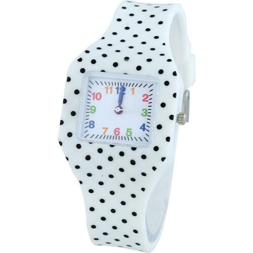 Gnova Platinum Silicone Squared Teen Kid Watch Cow Dots School 60s Retro Fashion Girl Boy Wristwatch Gift Quartz A948