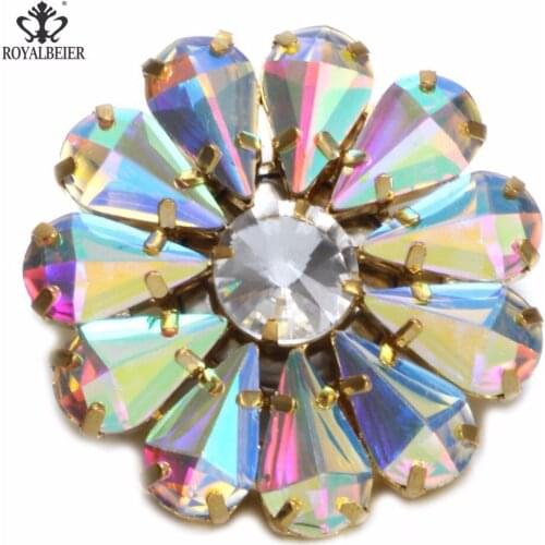 Rhinestone 3D Flower Shape Metal Charms 18mm Snap Button Jewelry For 20mm Snaps Pendant Snap Jewelry KZ0785