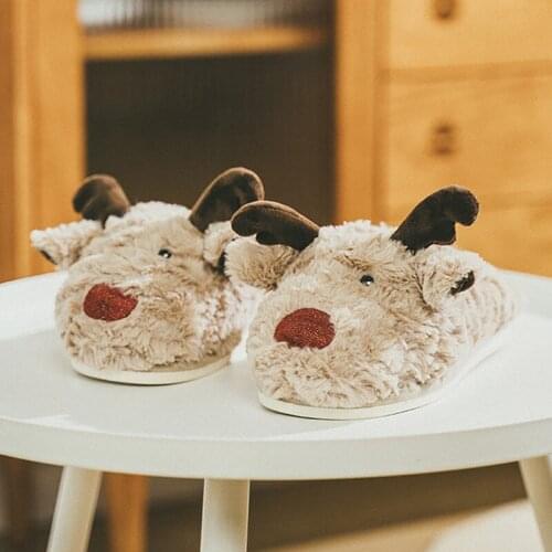 Funny Elk Cotton Slippers Autumn And Winter Antiskid Thick Bottom Warm And Plush Home Slippers Postpartum Pregnant Womens Shoes