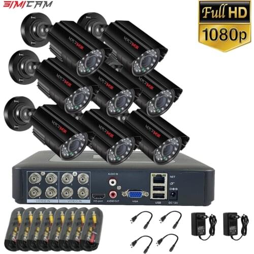 1080P FullHD Surveillance Camera 2MP AHD IRCUT Night Vision Security Set 4/8CH DVR Video Recorder with 18M Cable Cctv System Kit