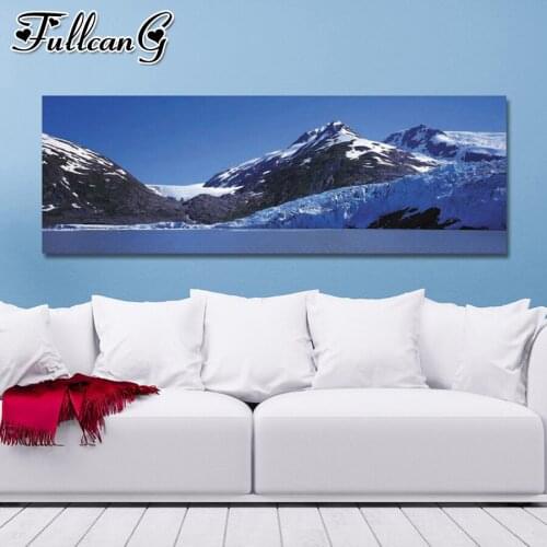 FULLCANG Snow mountain natural scenery diy 5d full diamond embroidery large mosaic canvas painting sale wall decoration FC2979