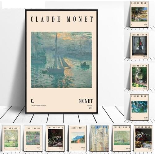 Claude Monet Classic Vintage Abstract Painting Exhibition Posters Canvas Print Wall Pictures Bedroom Living Room Home Wall Decor