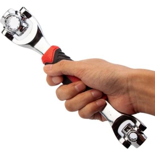 1PCS 360 Degree Wrench 48 in 1 Tools Socket Works with Spline Bolts Torx 6-Point Universial Furniture Car Repair 25cm Only Red