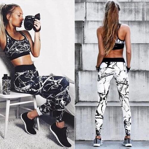 2 Piece Set Women Fitness Sportswear Yoga Sets Summer Crop Top Breathable High Elastic Tights Gym Running Pants Women Clothing