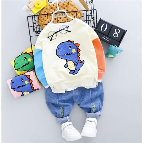 LISUNNY Inafnt Newborn Clothes 2021 Autumn Baby Boys Girls Clothing Sets Long Sleeve T Shirt Jeans Kids Children Costume