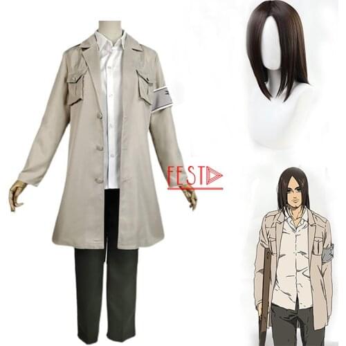 Anime Attack on Titan Final Season Eren Jaeger Cosplay Costume Set Shingeki No Kyojin Coat Pants Eren Cosplay Long Wig Props