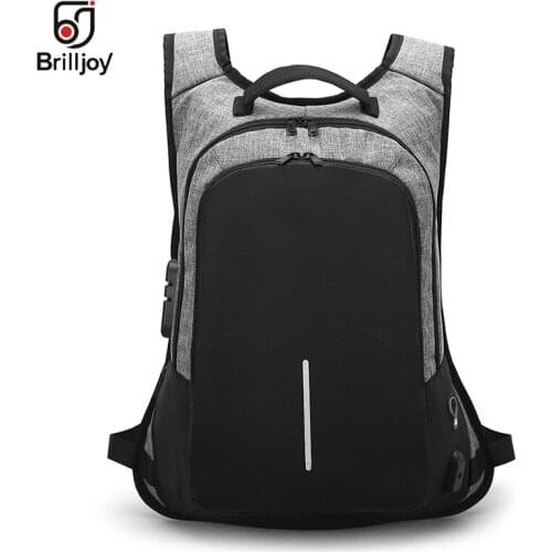 Brilljoy Multifunction USB charging Men 15inch Laptop Backpacks Teenager Fashion Male Mochila Leisure Travel backpack anti thief