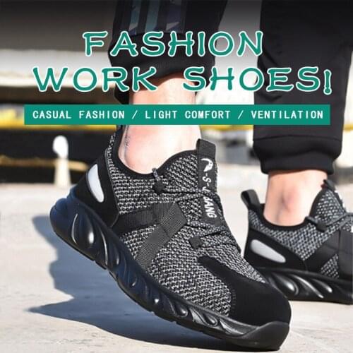 Mens Steel Toe Work Safety Shoes Steel Toe Cap Safety Protective Shoes New Design Short Boots Construction Shoes Casual