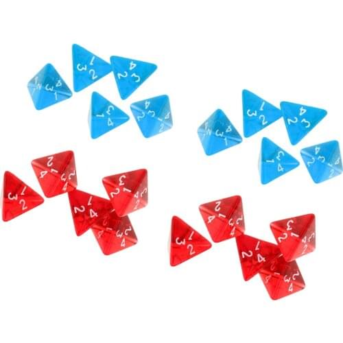 Pack Of 20 Multi-Sided Dice D4 D&D RPG Cup Game Polyhedral Dice Set Blue Red