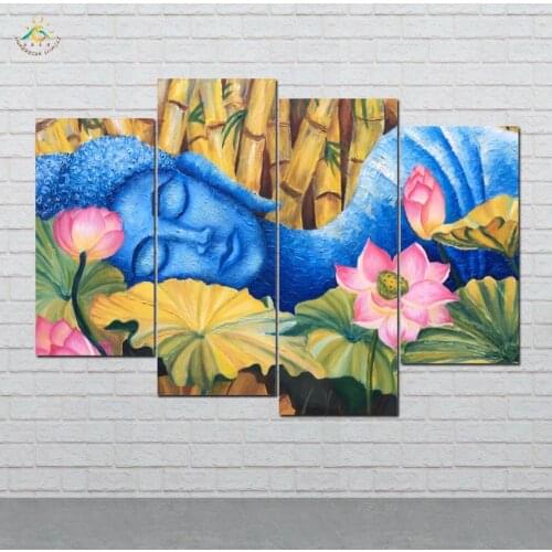 Sleeping Buddha Wall Art Canvas Painting Posters and Prints Decorative Picture Decoration Home For Living Room 4 PIECES