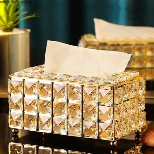 Nordic Crystal Tissue Box Living Room Home Creative Simple Desktop Napkin Paper Storage Box Brush Bucket Living Room Decoration