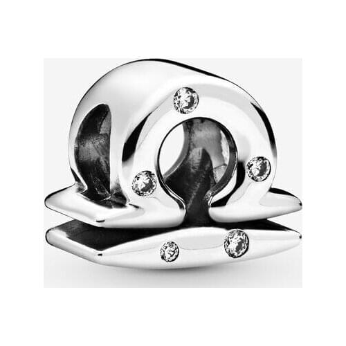 New Fashion 100% 925 Sterling Silver Beads Sparkling Libra Zodiac Charm fit Original Pandora Bracelets Women DIY Jewelry Gift