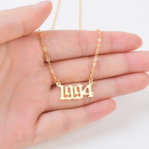 2Colors Personalize Birth Year Necklaces For Women Men Trendy Jewelry Birthday Gifts Choker Necklace From 1980 To 2020