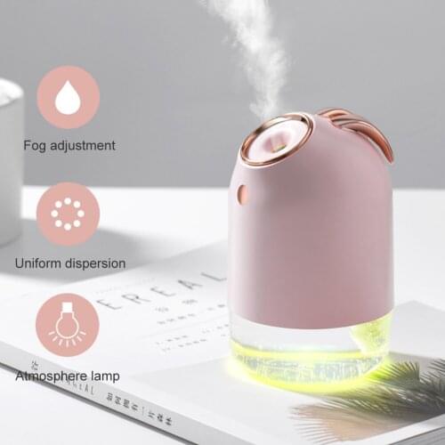 250ml Portable Air Humidifier USB Rechargeable Mini Mute Air Purifier Home Office Humidifier Cool Mist Maker with Romantic Light