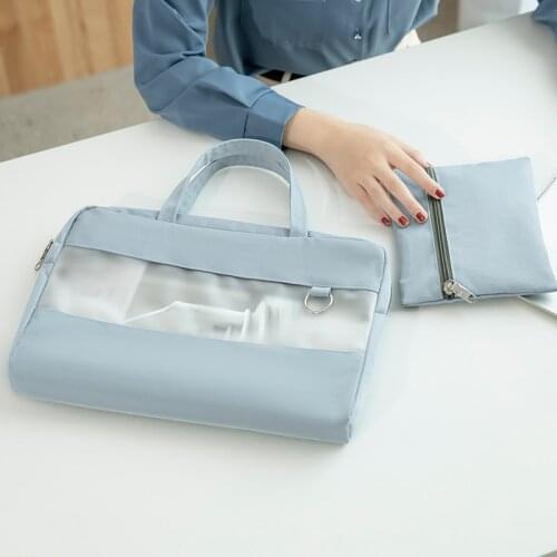 Hand carrying briefcase computer bags female business office information bag zipper fashion handbag A4 waterproof document bag