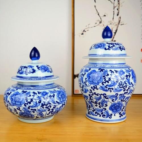Clear Hand Painted Blue And White Porcelain Home Decorative Ceramic Jars