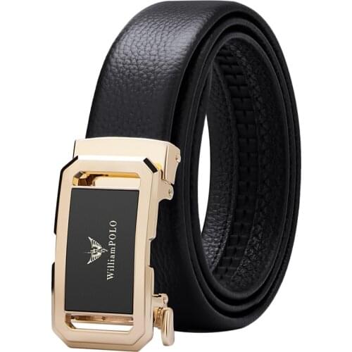 Genuine Leather Belt Men Cowskin Strap Luxury Belts For Male Alloy Automatic Buckle Fashion Belt Casual Gold Silver