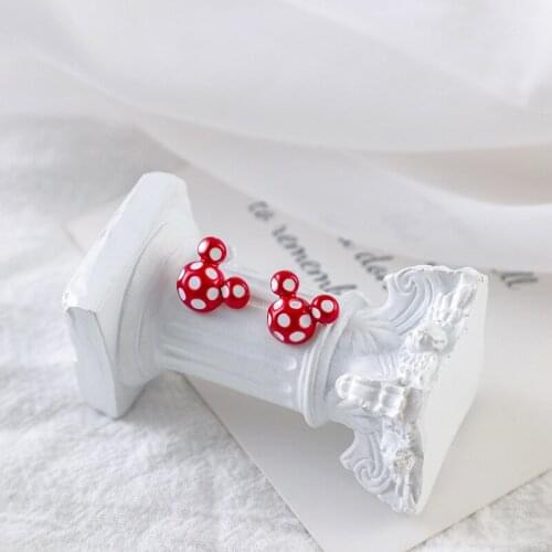 Cute Mouse Stud Earrings Wholesale Red Anime Accessories For Women 2021 Hot Cartoon Birthday Gifts Charm Simple Jewelry