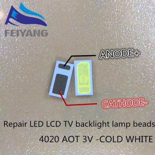 1000pcs AOT LED Backlight Middle Power LED 0.5W 3V 4020 48LM Cool white LCD Backlight for TV TV Application 4020C-W3C4 EVERLIGHT