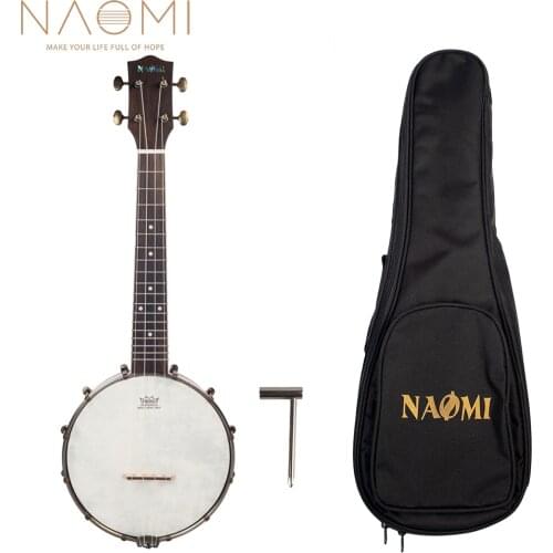 NAOMI Banjolele Banjouke Concert-Scale Banjo Ukulele Vintage Copper Accessories Maple Neck W/ Gig Bag
