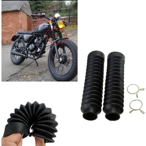 VODOOL 2Pcs/Set Car-Styling Black Universal Motorcycle Rubber Front Fork Cover Shock Absorber Gaiters Gators Boots Dust Case