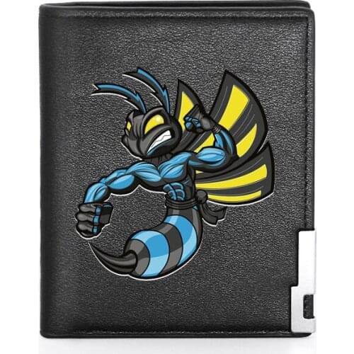 High Quality Luxury Strong Bee Printing Leather Wallet Credit Card Holder Short Male Slim Purse For Men