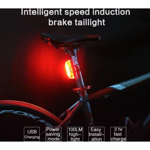 Auto ON/OFF 27g/pc with Speed Senser Bicycle Taillight Brake Light USB Rechargeable Bike Light Cycling Light for Safe Cycling