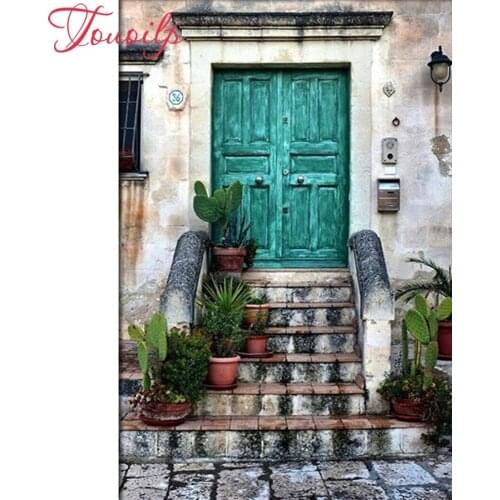 Green Door Family Decoration Diamond Embroidery 5d Diy Full Square&round ,Mosaic Diamond,Picture Rhinestone,Diamond Painting