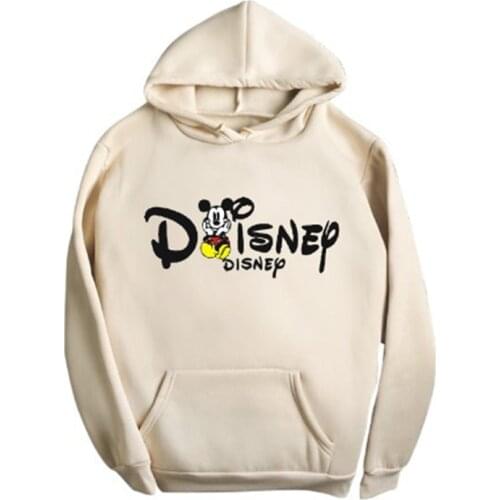 Disney Woman Cartoon Mickey Mouse New Plus Velvet Thick Casual All-match Print Loose Hoodie Street Sweatshirts Clothes
