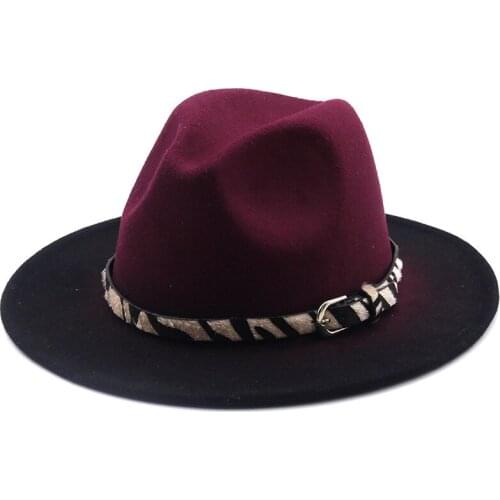 2021 New Gradient Ramp Colorful Wool Felt Fedora Hat For Women Autumn And Winter Vintage Jazz Caps British Gentleman Fedora Hat