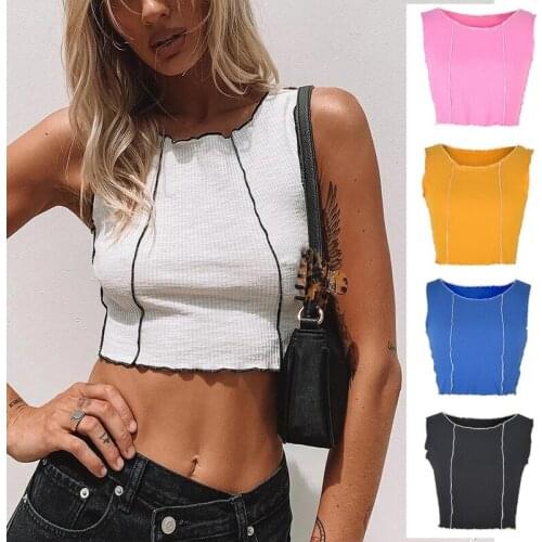 Women Tank Tops Sleeveless T-shirts Summer Crop Tops Camis Skinny Slim Corset Streetwear Femme Camisole Casual Bacis Tees