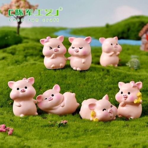 1 Piece Cute Pink Pig Pigs China Korean Model Statue Figurine Crafts Figure Ornament Miniatures Girl Home Room Decoration