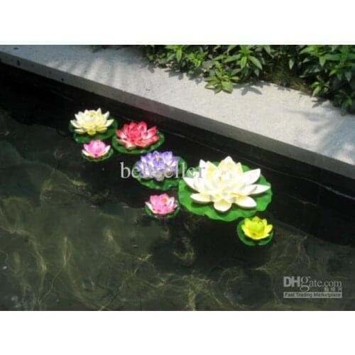 10CM Simulation Flower Artificial Silk Lotus floating water Flower Home garden fish tank Decor 30pcs
