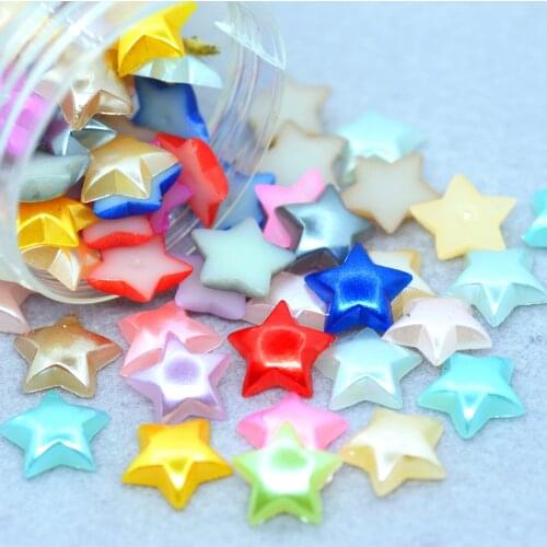 100pcs Assorted Colors Flatback Pearl Star Cabochons Wishing Bottle Filler Scrapbooking Embellishments Party Table Decorations