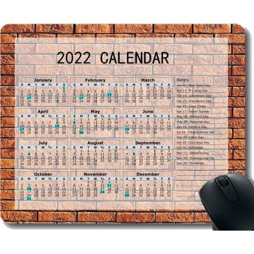 2022 Calendar Mouse Pad,Wall Texture Bricks Light Gaming Mouse Pad