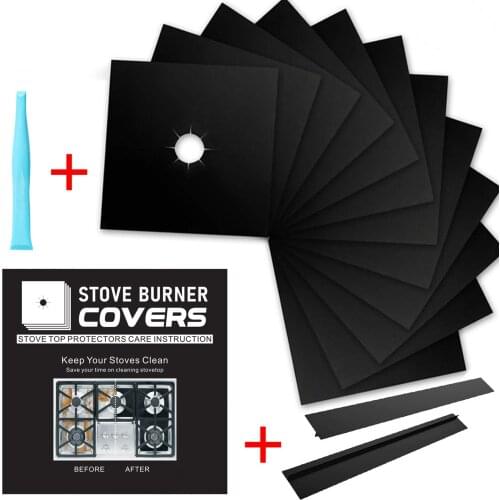 4pcs 10.6" X 10.6" Non-Stick Gas Stove Protectors 2pcs Oven Gap Filler For Kitchen Cooling Gas Stove Cleaning Pad