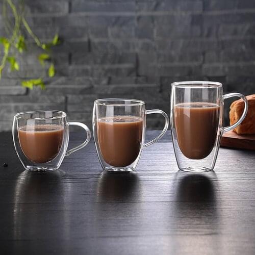 Transparent glass coffee cup milk whiskey tea beer double creative heat resistant cocktail Vodka wine mug Drinkware tumbler cups