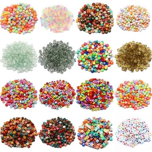 Mixed Pattern Acrylic Letter Beads Colorful Square/Round Spacer Beads For Jewelry Making DIY Necklace Bracelet Accessories