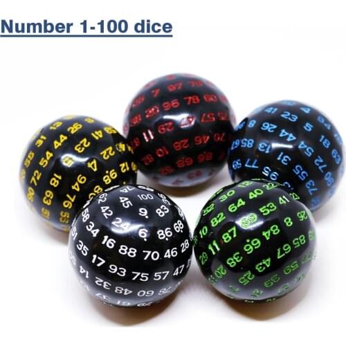 1pcs 40mm Acrylic 100 Sided D100 Polyhedron Numbers Dice Board Game Digital Dice Green/Blue/White/Yellow/Red for Dropshipping