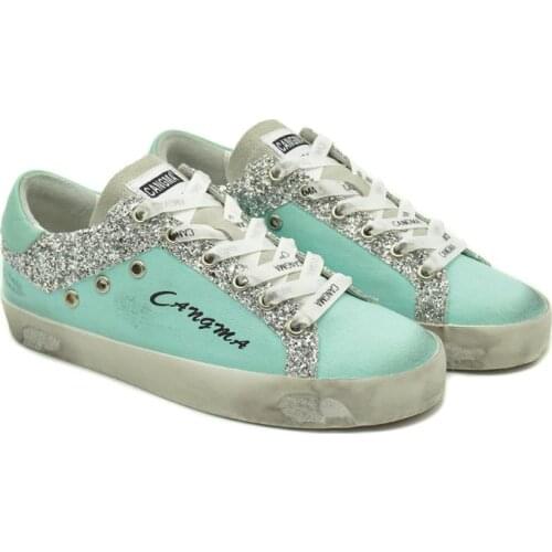 CANGMA Luxury Brand Designer Women Sneakers Canvas Casual Shoes Blue Footwear Adult Shoes Ladies Sequin Vintage Female Shoe
