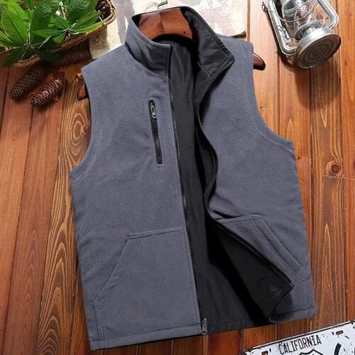 Double Sided Middle-aged and Elderly Waistcoat Men Warm Vest Inside and Outside Wear Versatile Waistcoat Autumn Winter Thermal