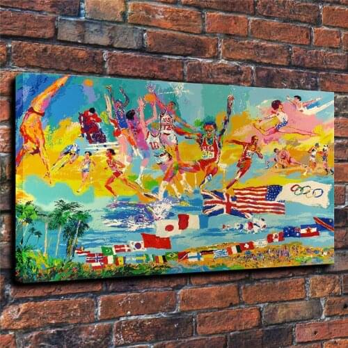 LeRoy Neiman HD Print Modern Abstract American Gold Oil Painting on Canvas Poster Wall Art Picture for Living Room Home Decor