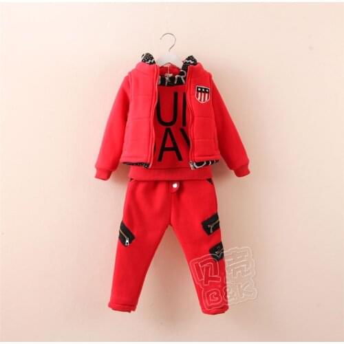 2015 winter new styles Korean version boys letters styles hooded sweatshirts fleece fashion casual three-piece sets