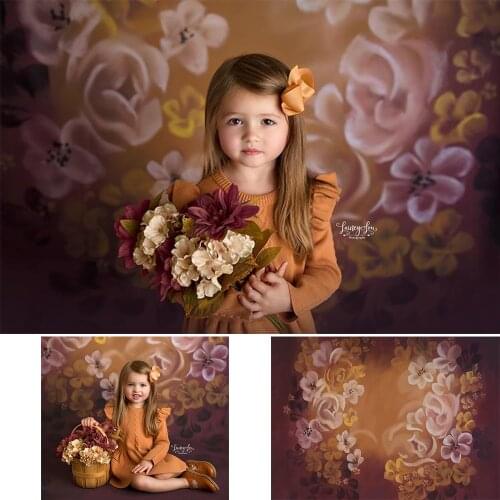 Brown Pink Floral Baby Birthday Background Photo Studio Flowers Retro Newborn Baby Red Photography Backdrops