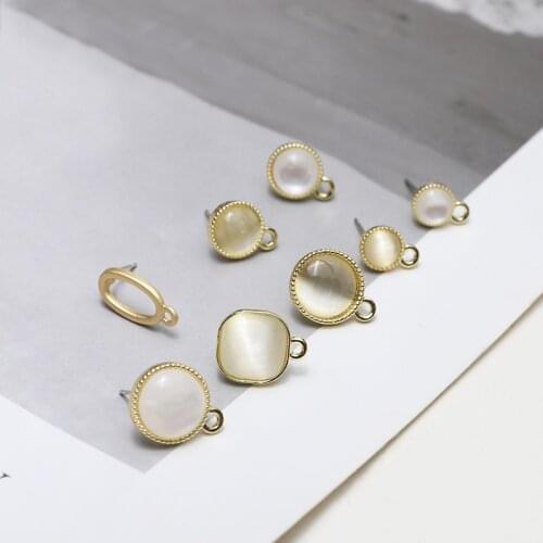 10pcs DIY Round Earring Setting Handmade Pearl Earrings Hook Hollow Dangle Earrings Base for Jewelry Making Accessories